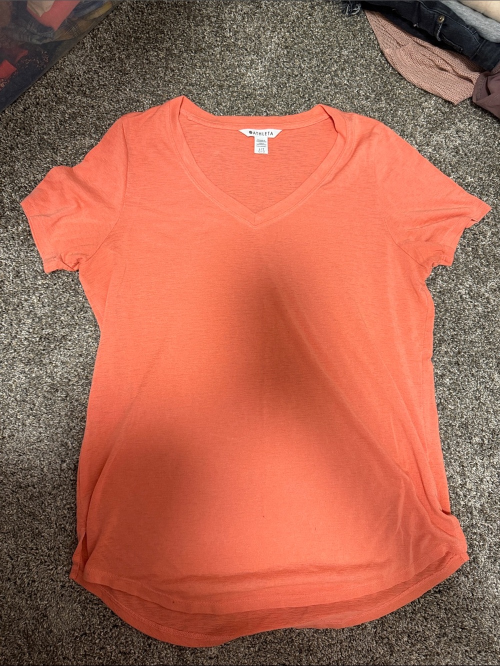 LT Athleta Coral V-Neck Short Sleeve Tee